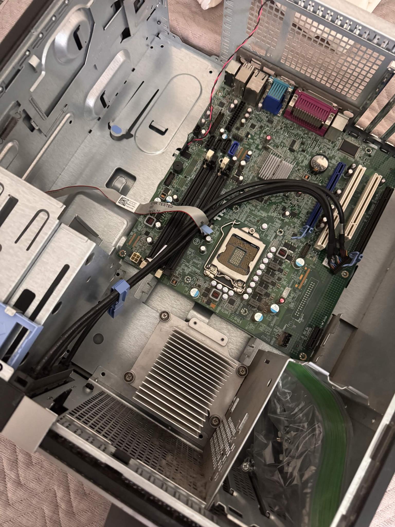 Motherboard and chassis after removing components