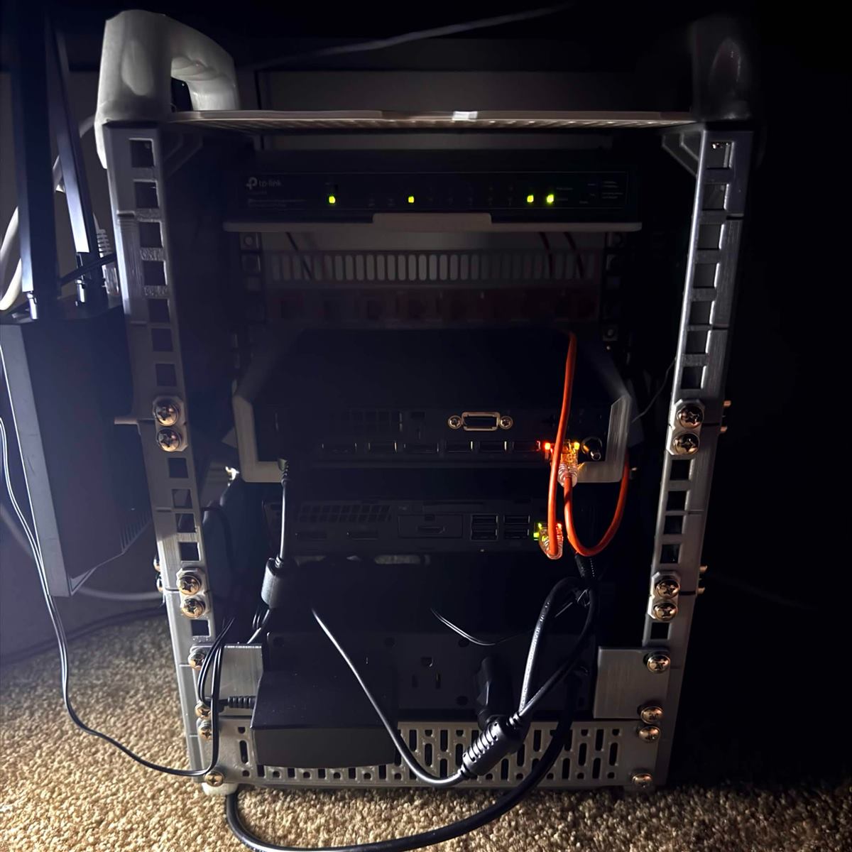 Rear view of the homelab rack